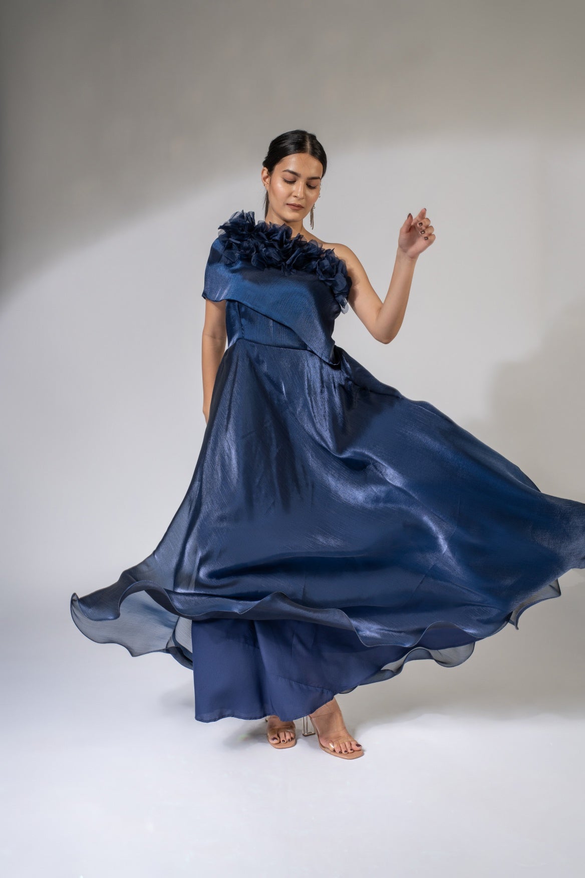 Midnight Bloom Organza Gown