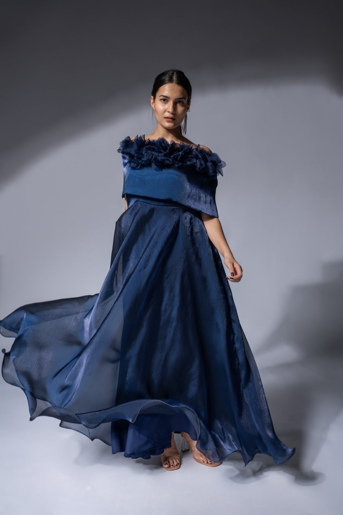 Midnight Bloom Organza Gown