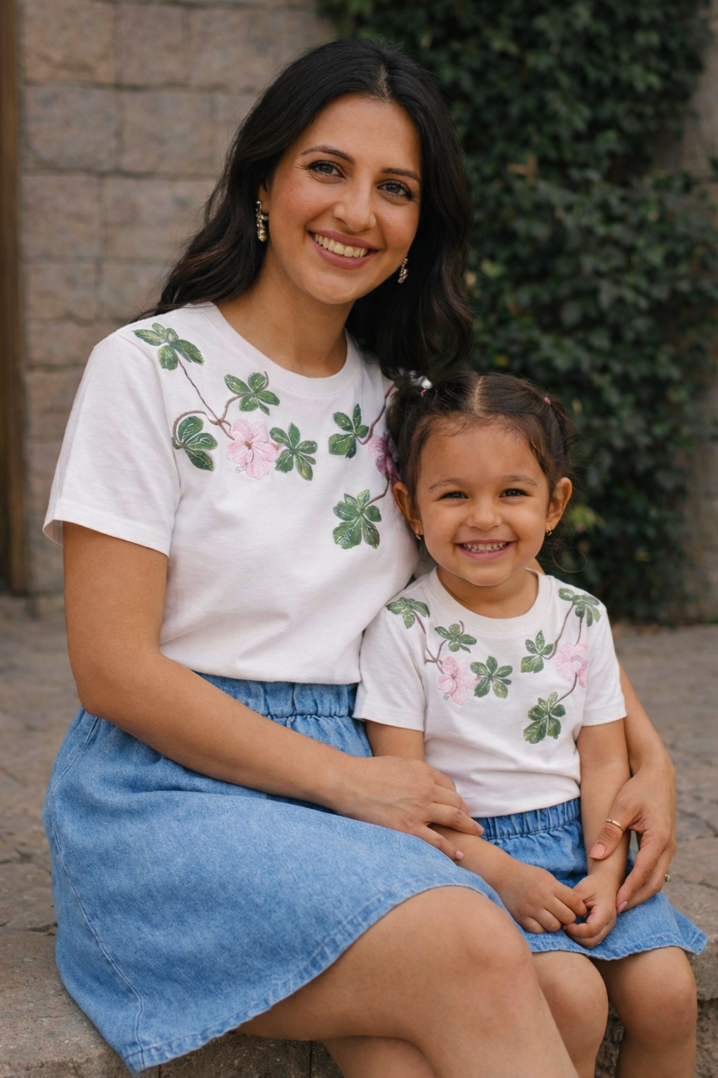 FLORAL HANDPAINTED TSHIRT (Pack of 2 T-shirt)