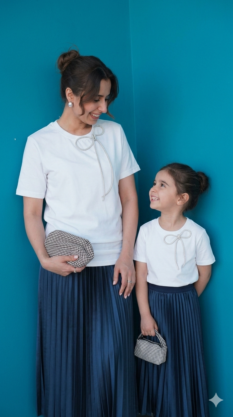 RHINESTONE BOW TSHIRT (Pack of 2 T-shirt)