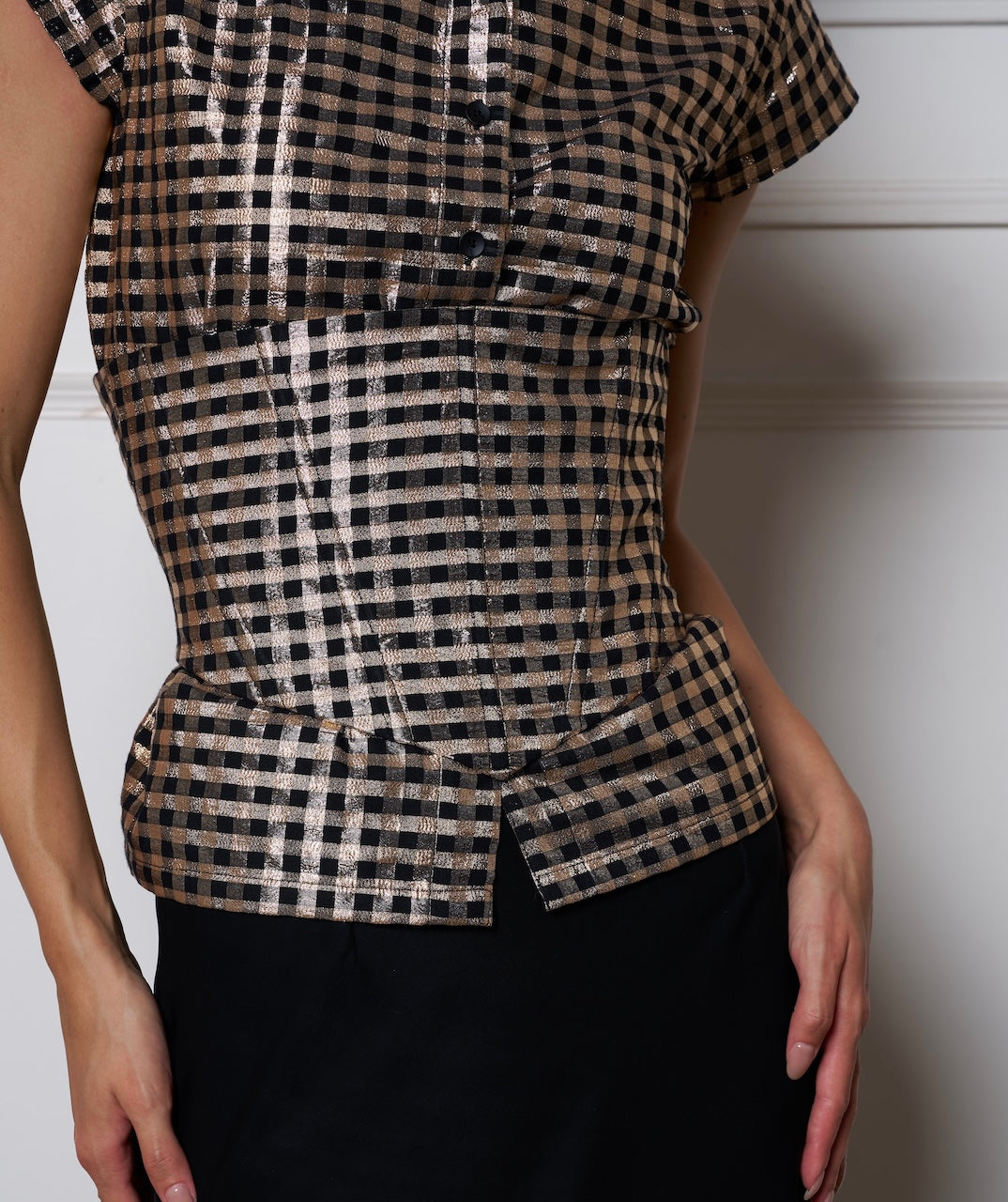 SWARN CHANDERI SHIRT (Detachable corset )