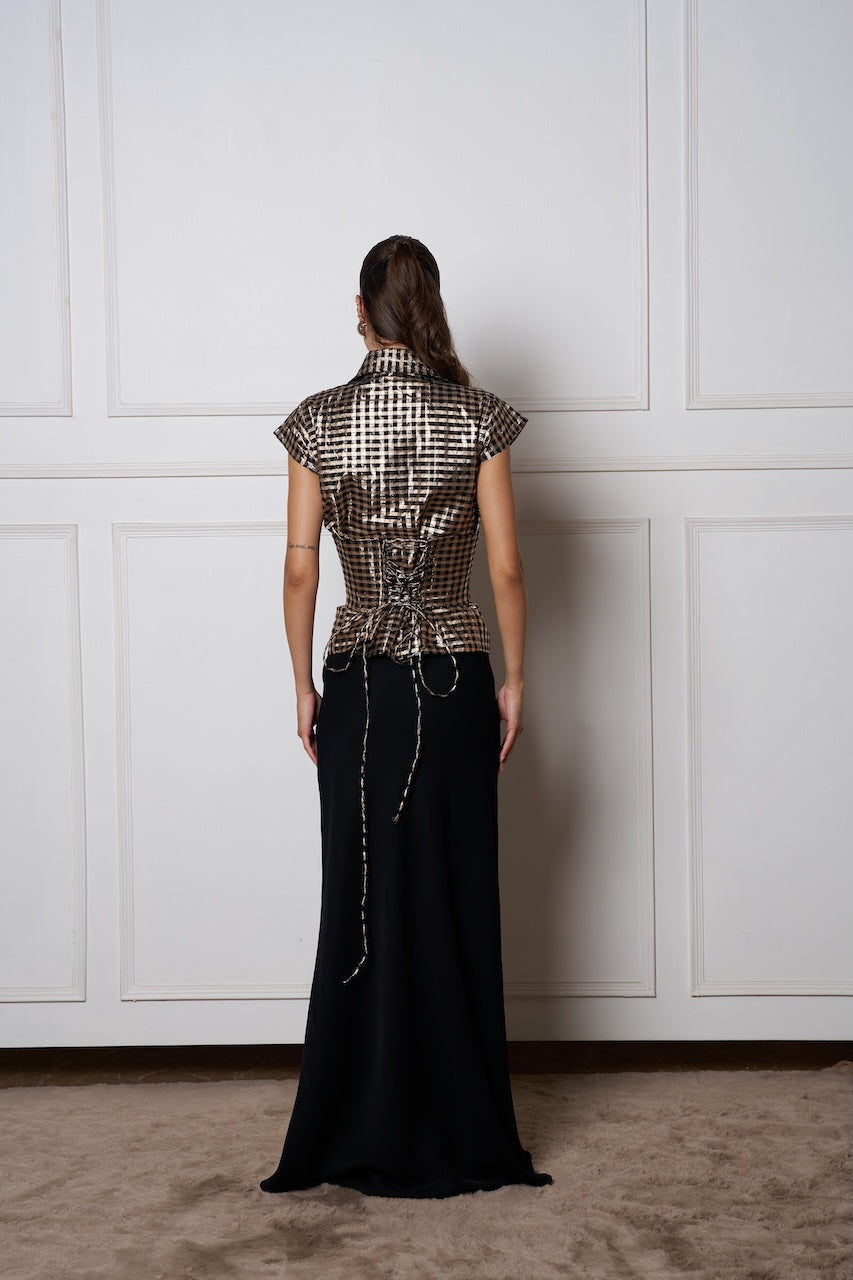 SWARN CHANDERI SHIRT (Detachable corset )