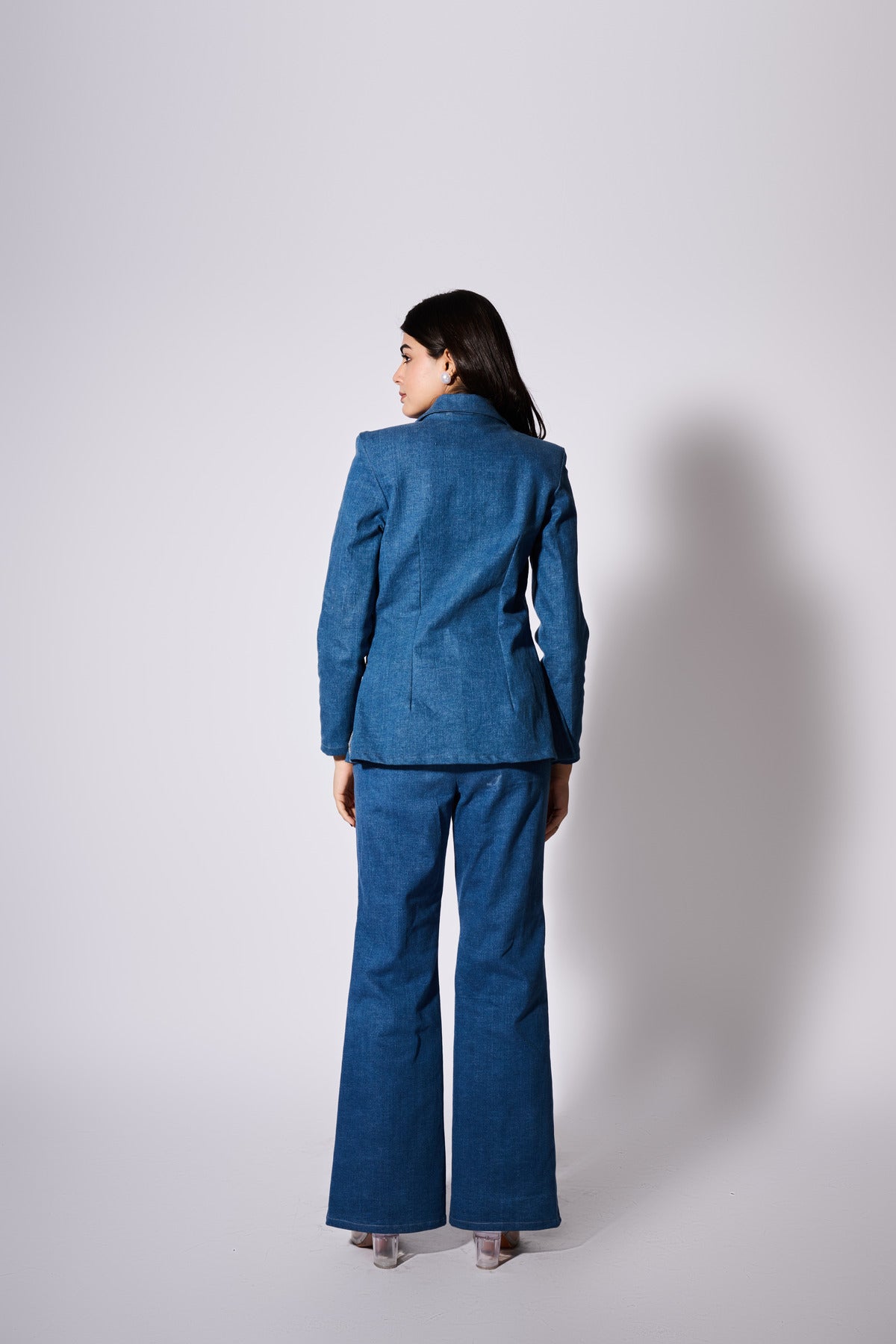 Denim Blazer With Rhinestone Embellishments (Only Blazer)
