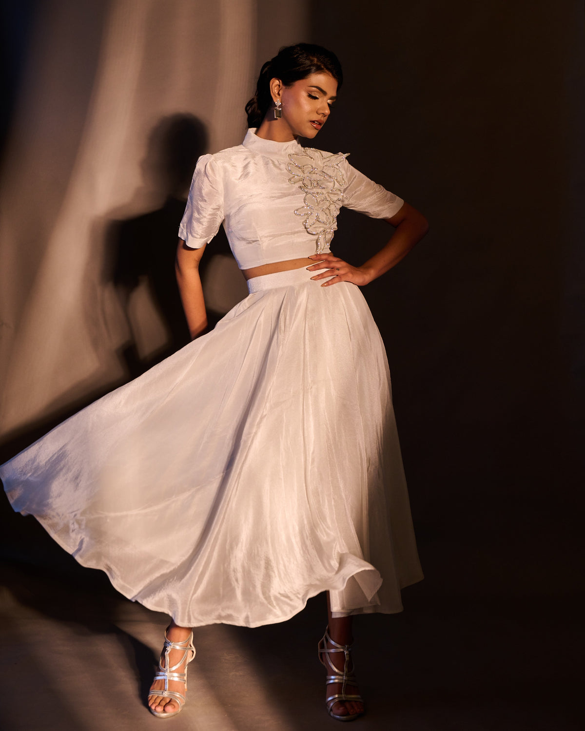Weaving Cult Silver Tissue Embellished Coord