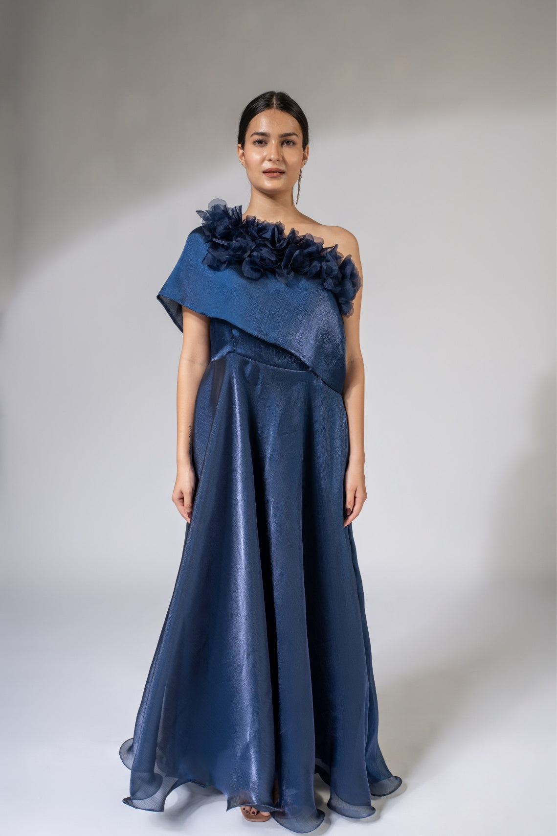 Midnight Bloom Organza Gown