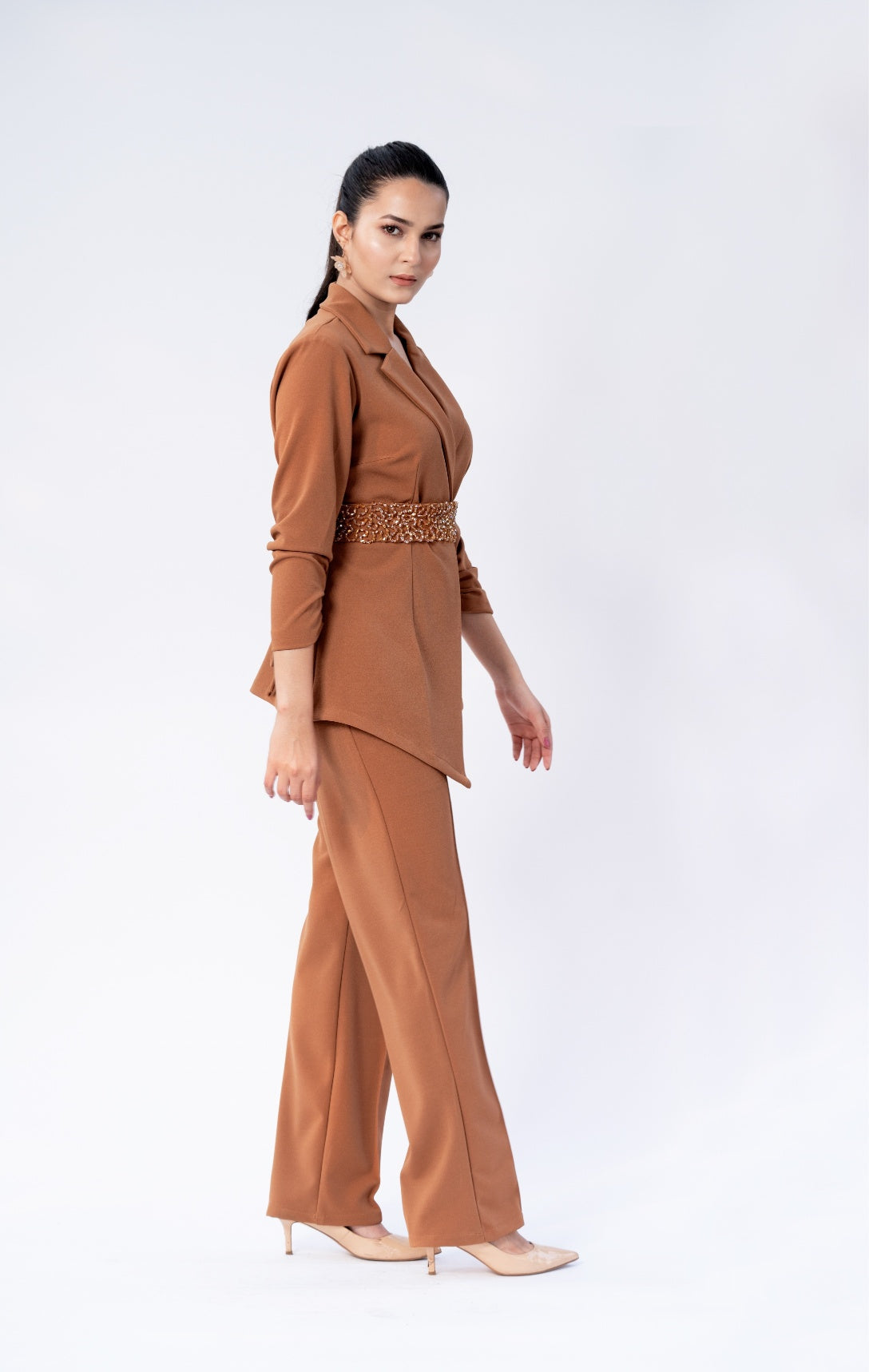Tan Brown Blazer Cord-set