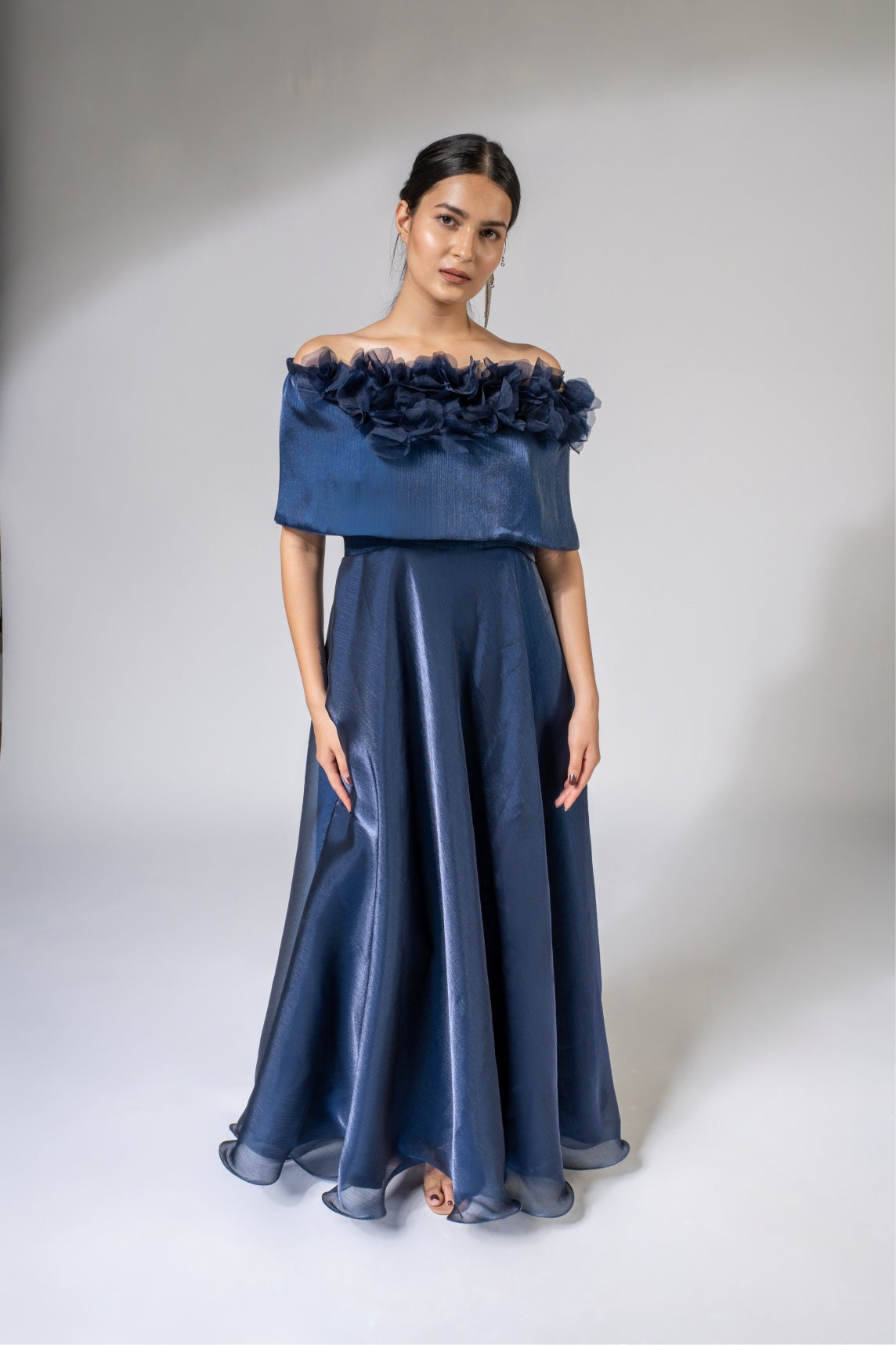 Midnight Bloom Organza Gown