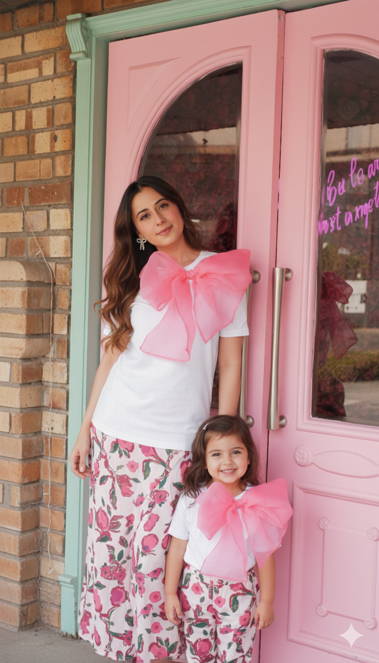 PINK BOW TSHIRT (Pack of 2 T-shirt)