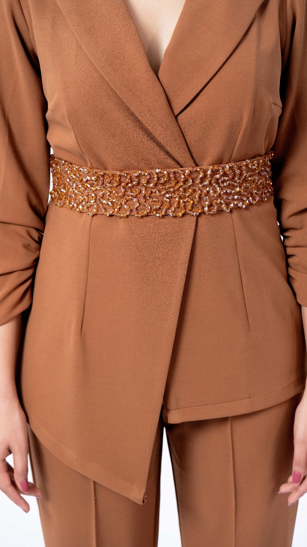 Tan Brown Blazer Cord-set