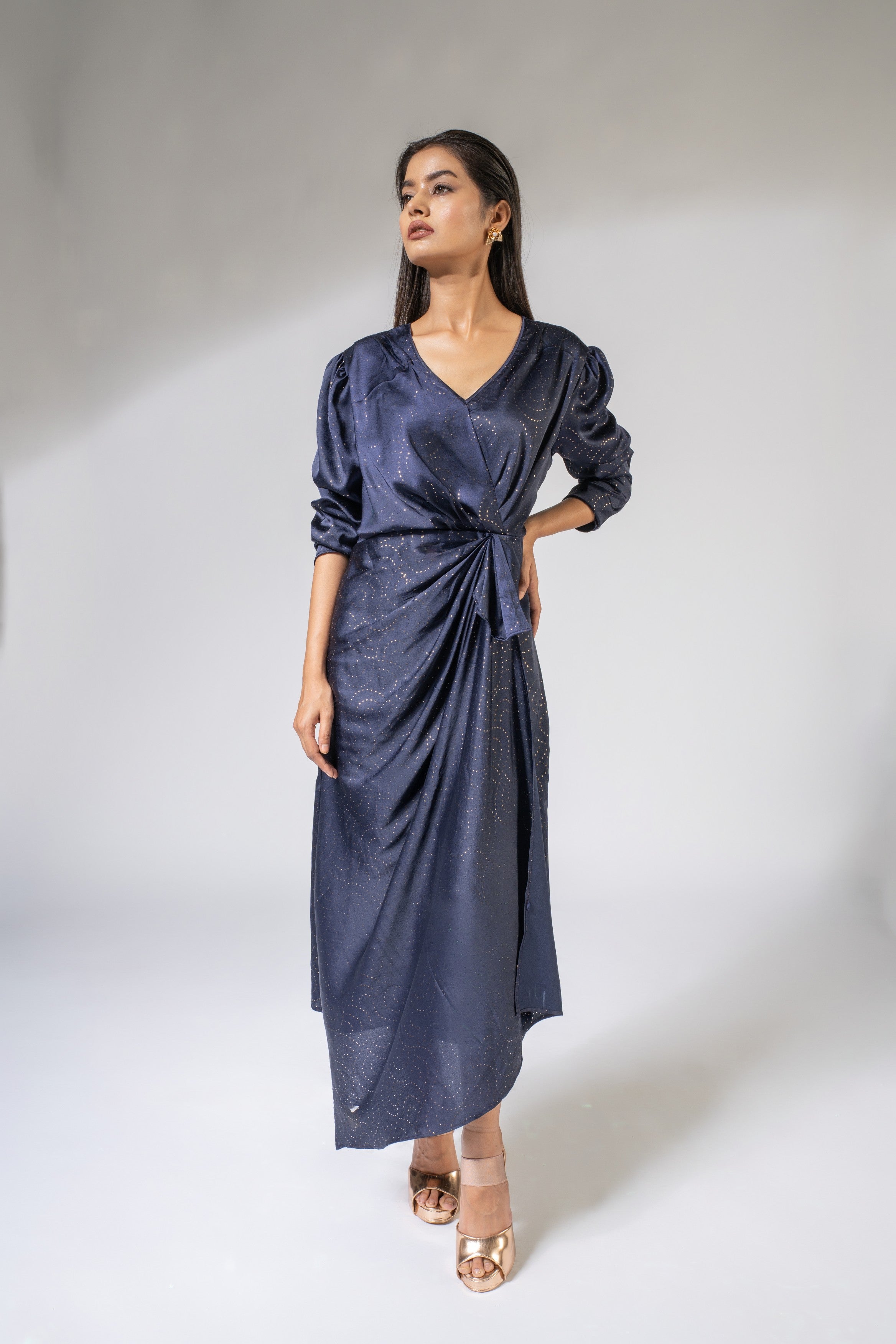 Midnight Stardust Drape Dress
