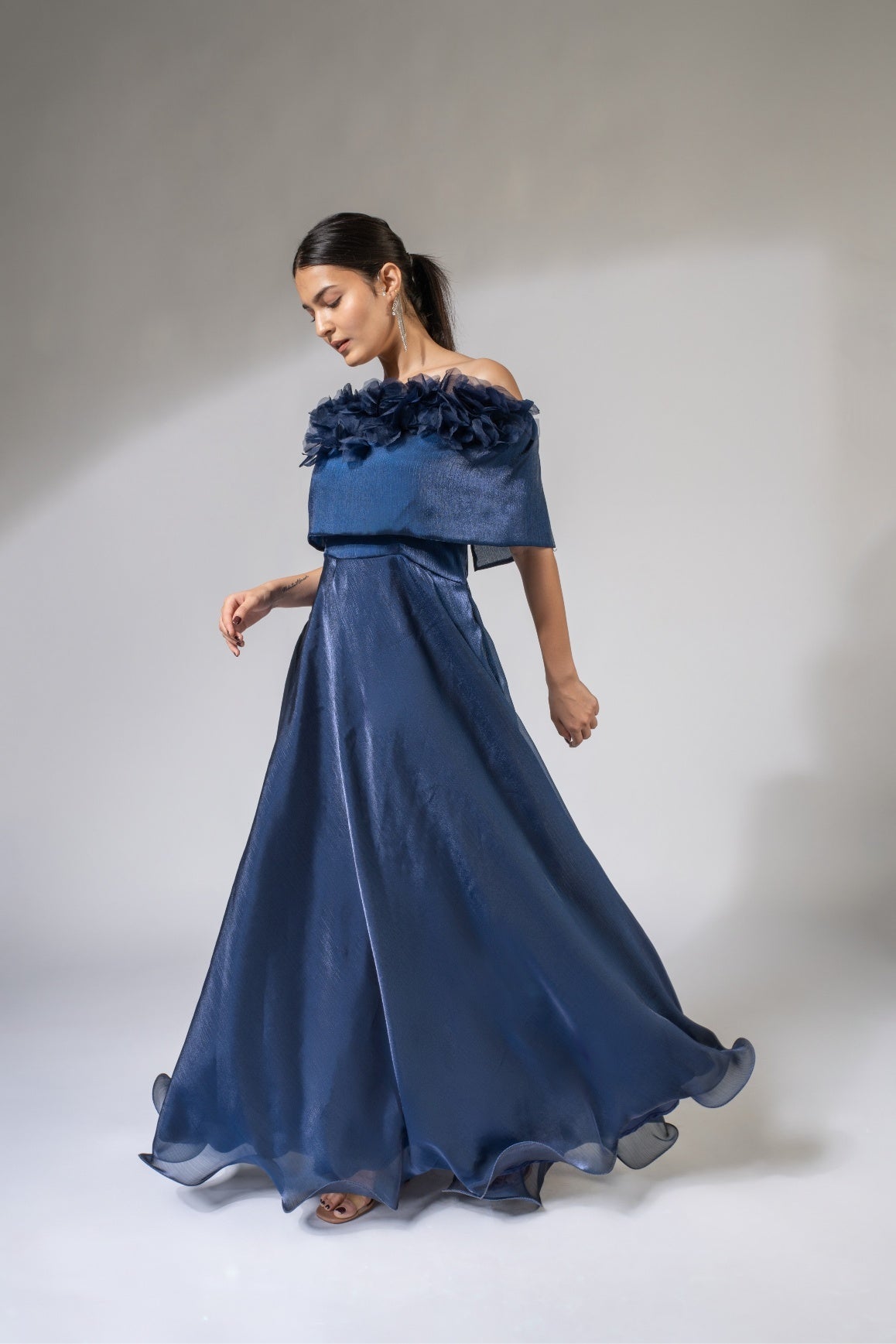 Midnight Bloom Organza Gown